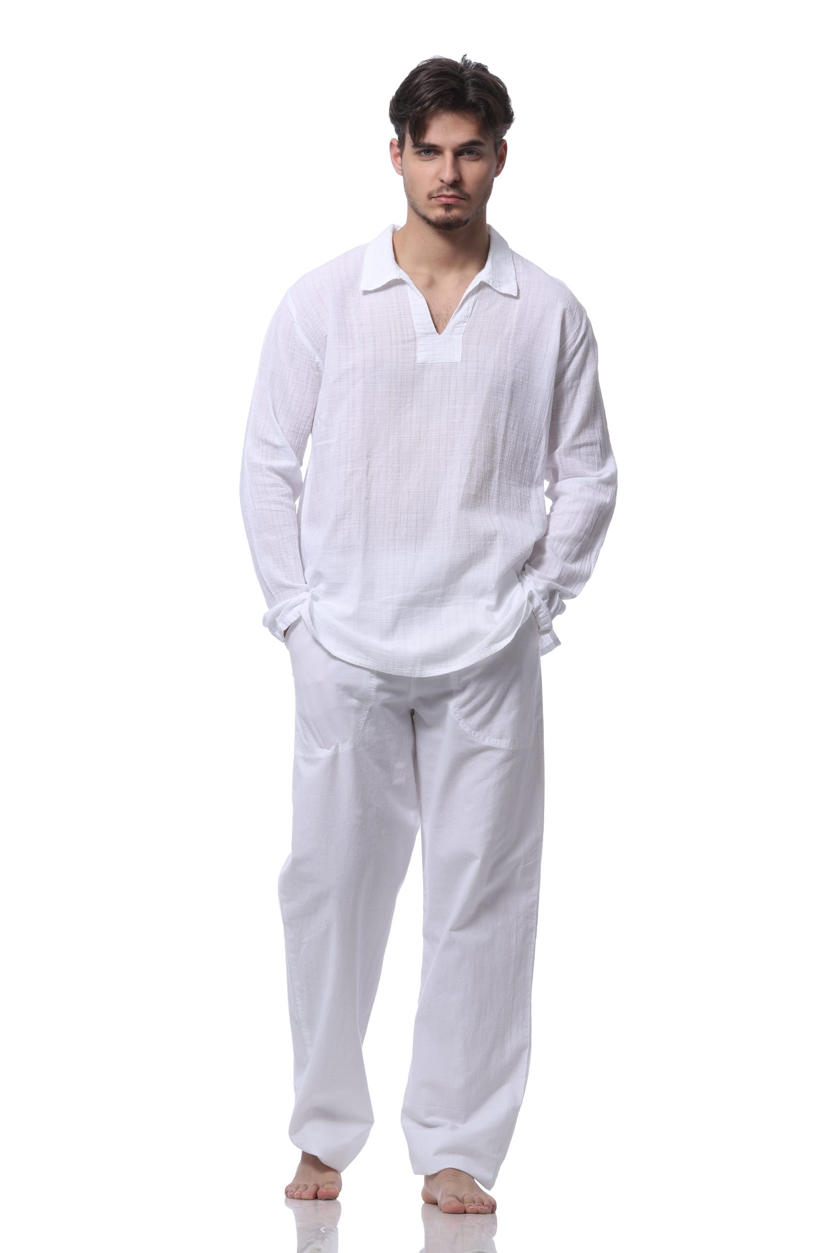 MENS WHITE NO BUTTONS SHIRT